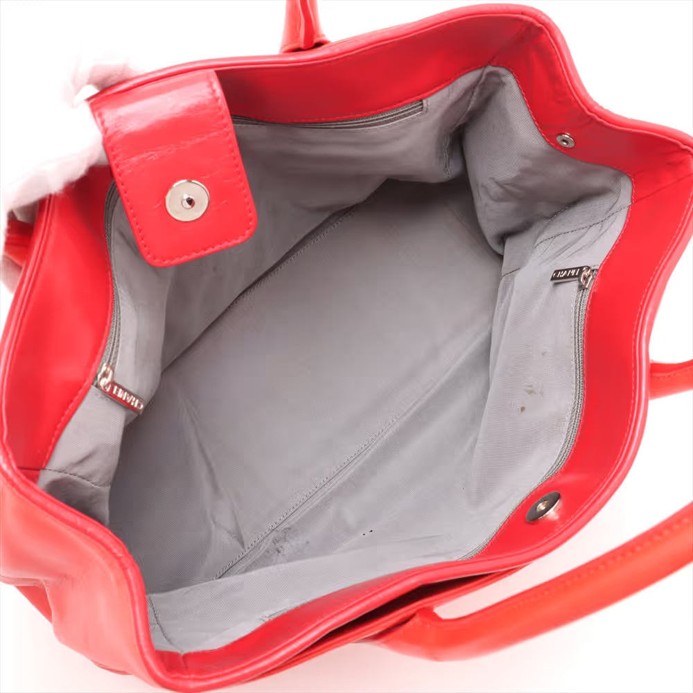 Chanel Cerf Executive Tote Leather, RED, LEATHER, Handbag