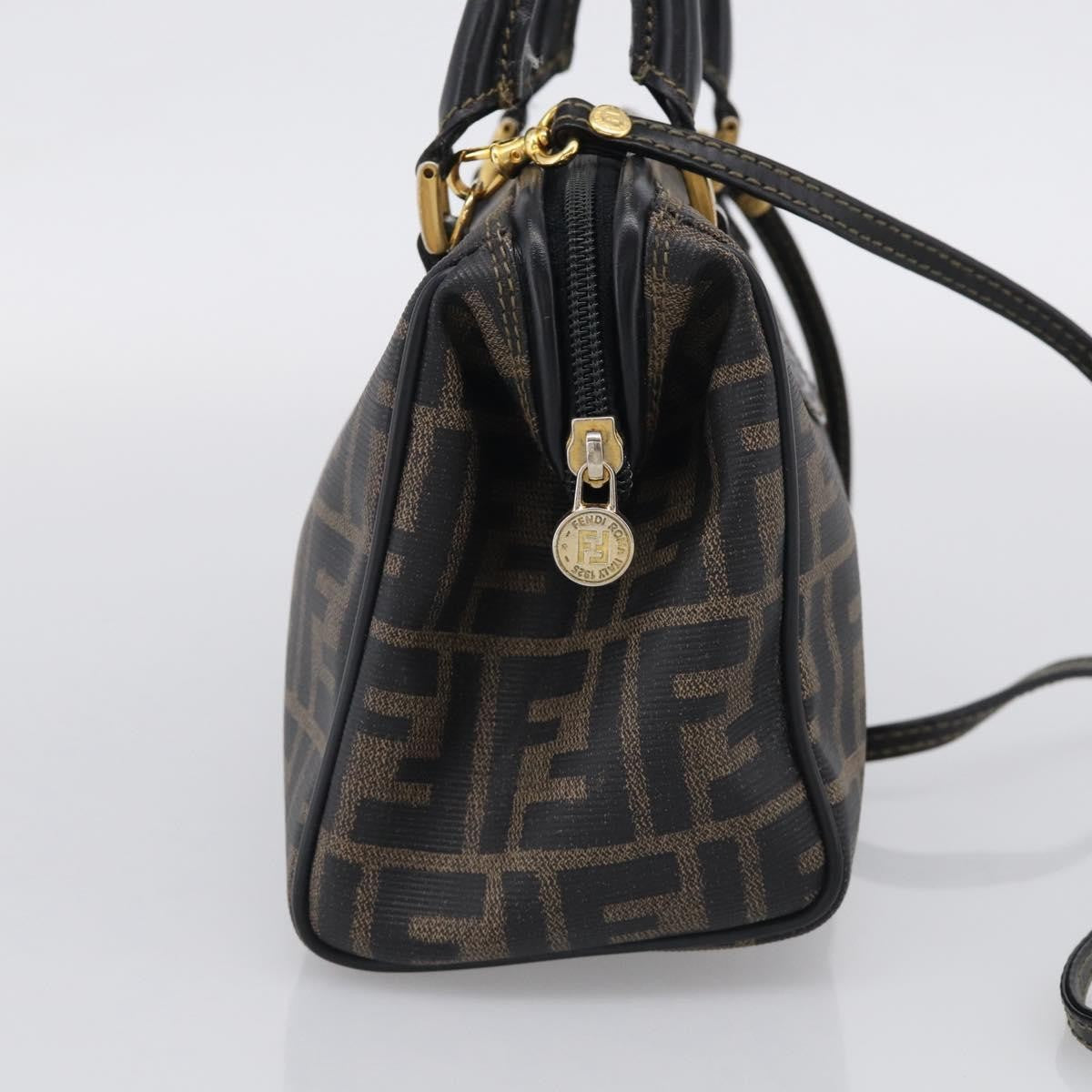Fendi Convertible Boston Zucca Canvas, Brown, Canvas, Handbag