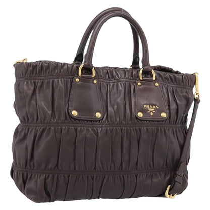 Prada Gaufre Nappa Leather, Brown, Leather, Tote Bag