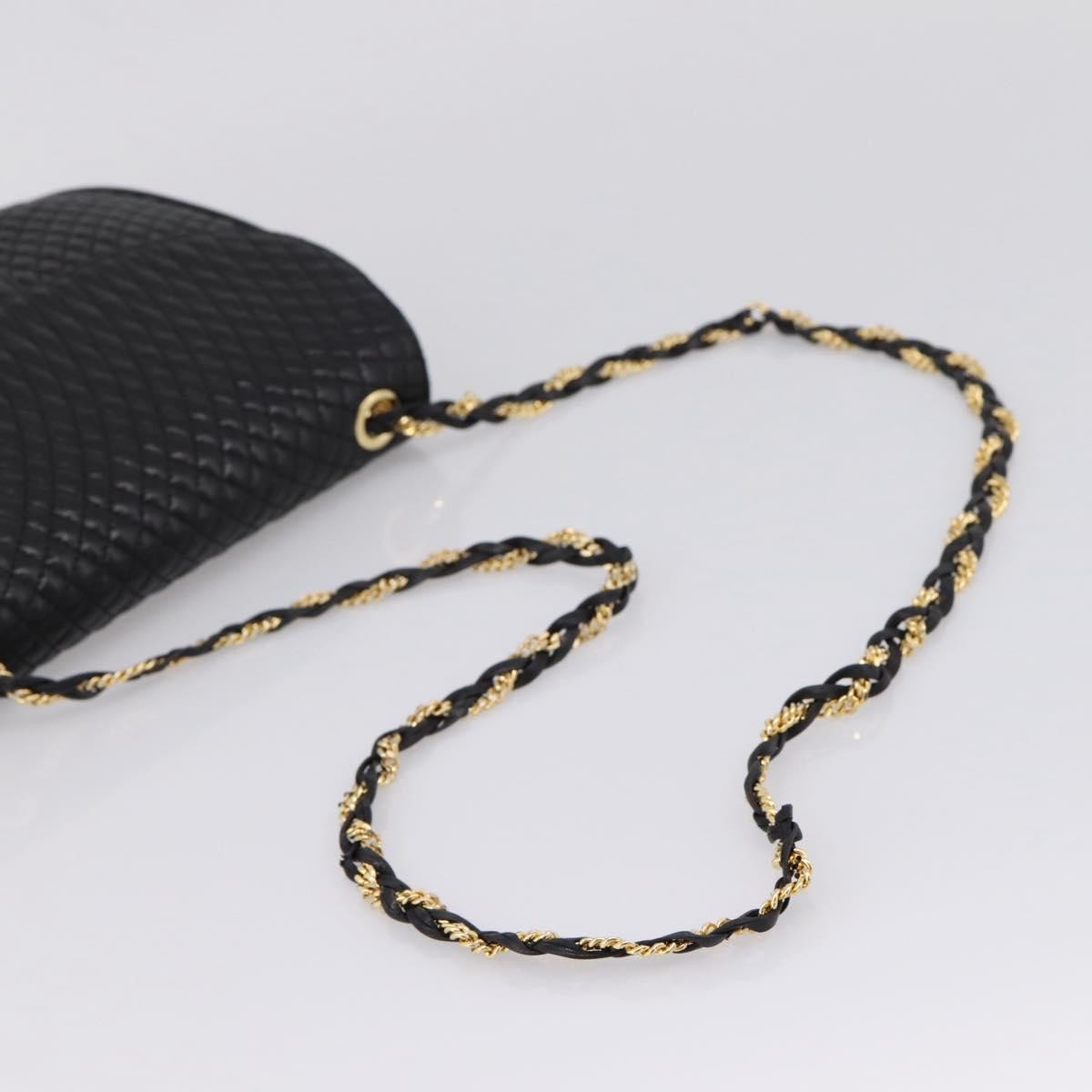 Bally Vintage Chain Quilted Leather, Black, Leather, Shoulder Bag