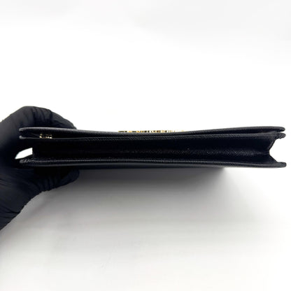 Prada Flap Card Case on Chain Saffiano Leather, Black, Leather, Card Holder