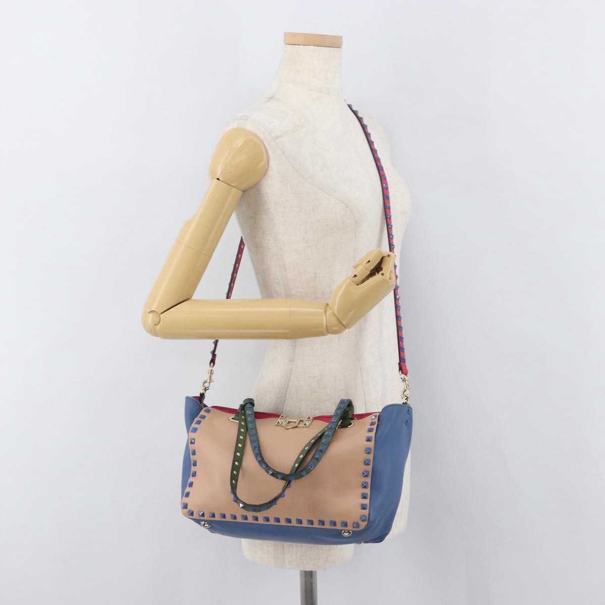Valentino Garavani Rockstud Frame Handle Calf Hair, Multicolour, Leather, Handbag