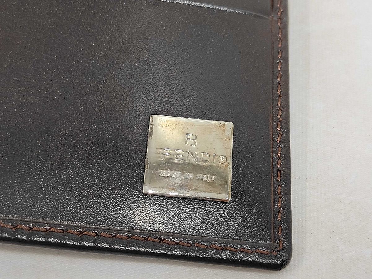 Fendi Trifold Flap Zucca Canvas, Brown, Canvas, Wallet