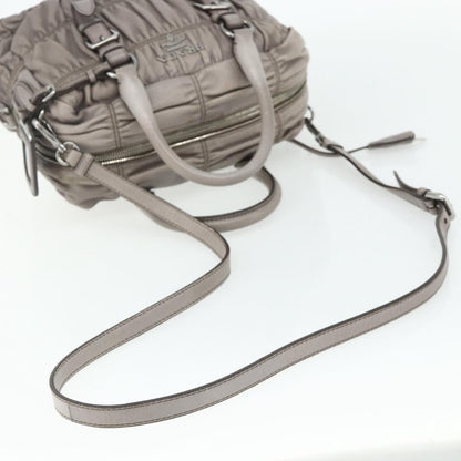 Prada Gaufre Convertible Satchel Nappa Leather, Gray, Leather, Handbag