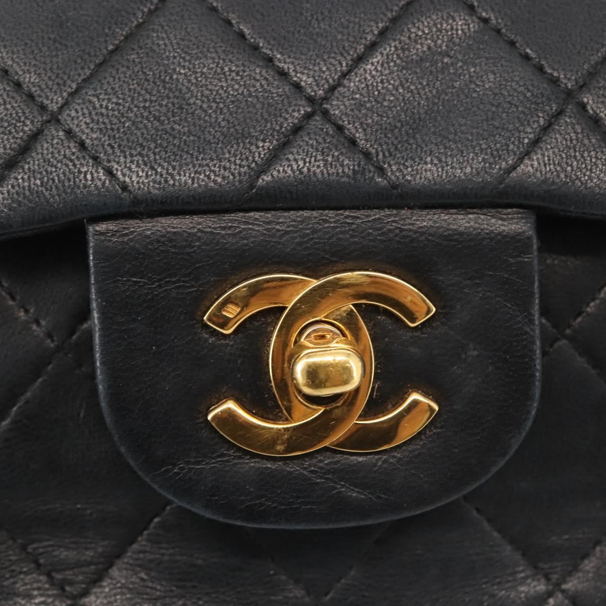 Chanel Vintage Square Classic Double Flap Bag Quilted Leather, BLACK, LEATHER, Shoulder bag