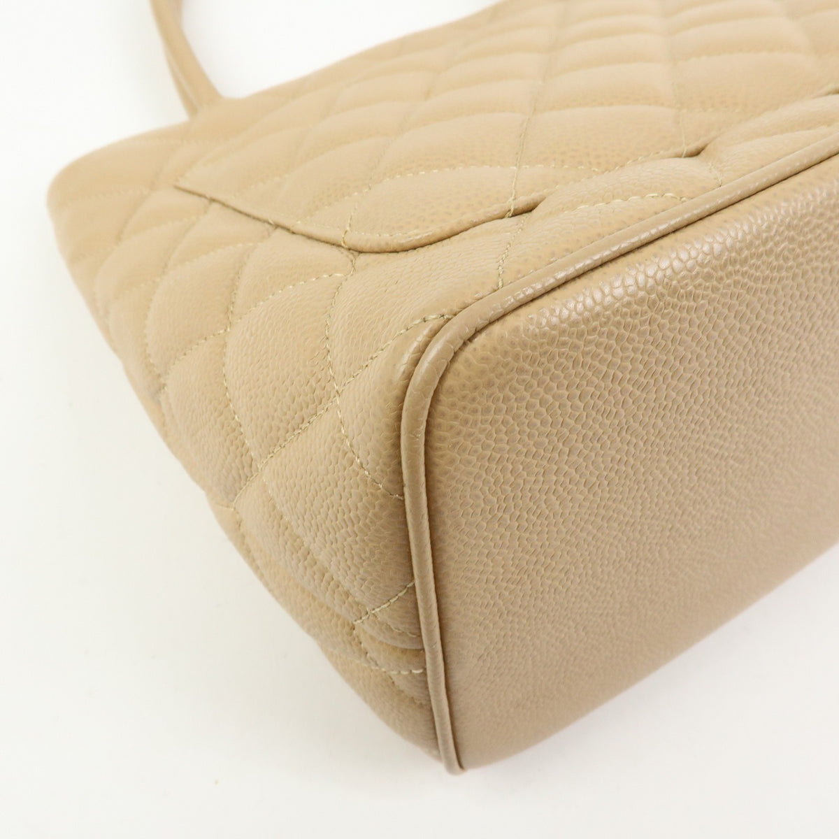 Chanel Medallion Quilted Lambskin, Beige, Calfskin, Tote Bag