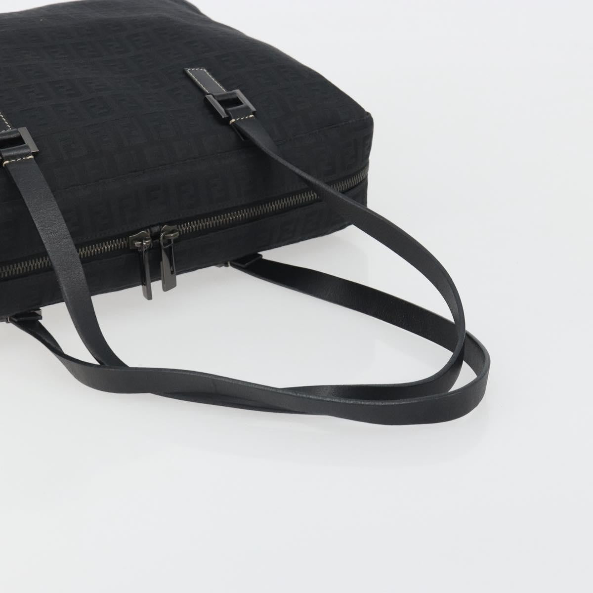 Fendi Shoulder Zucchino Canvas, Black, Canvas, Shoulder Bag