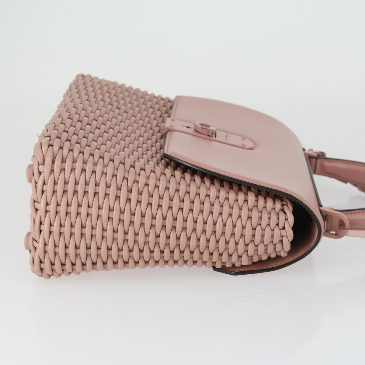 Salvatore Ferragamo Boxyz Top Handle Woven Leather, Pink, Leather, Handbag