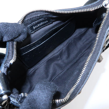 Balenciaga Le Cagole Giant Studs Chain Leather, Black, Leather, Shoulder Bag