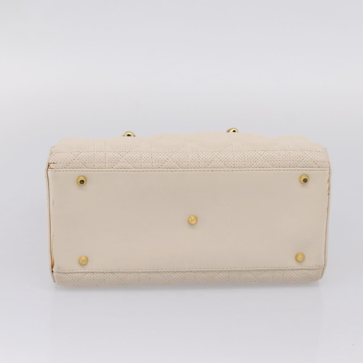 Christian Dior Vintage Leather, White, Leather, Tote Bag