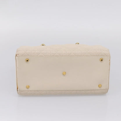 Christian Dior Vintage Leather, White, Leather, Tote Bag