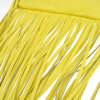 Bottega Veneta The Fringe Leather, Yellow, Leather, Clutch