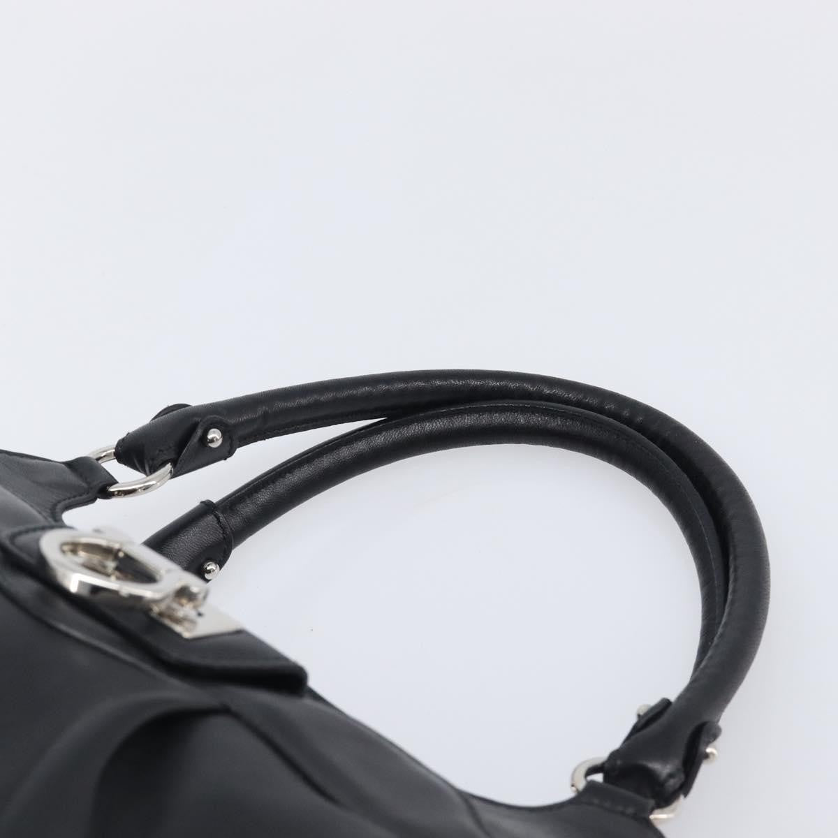 Salvatore Ferragamo Gancini Leather, Black, Leather, Handbag