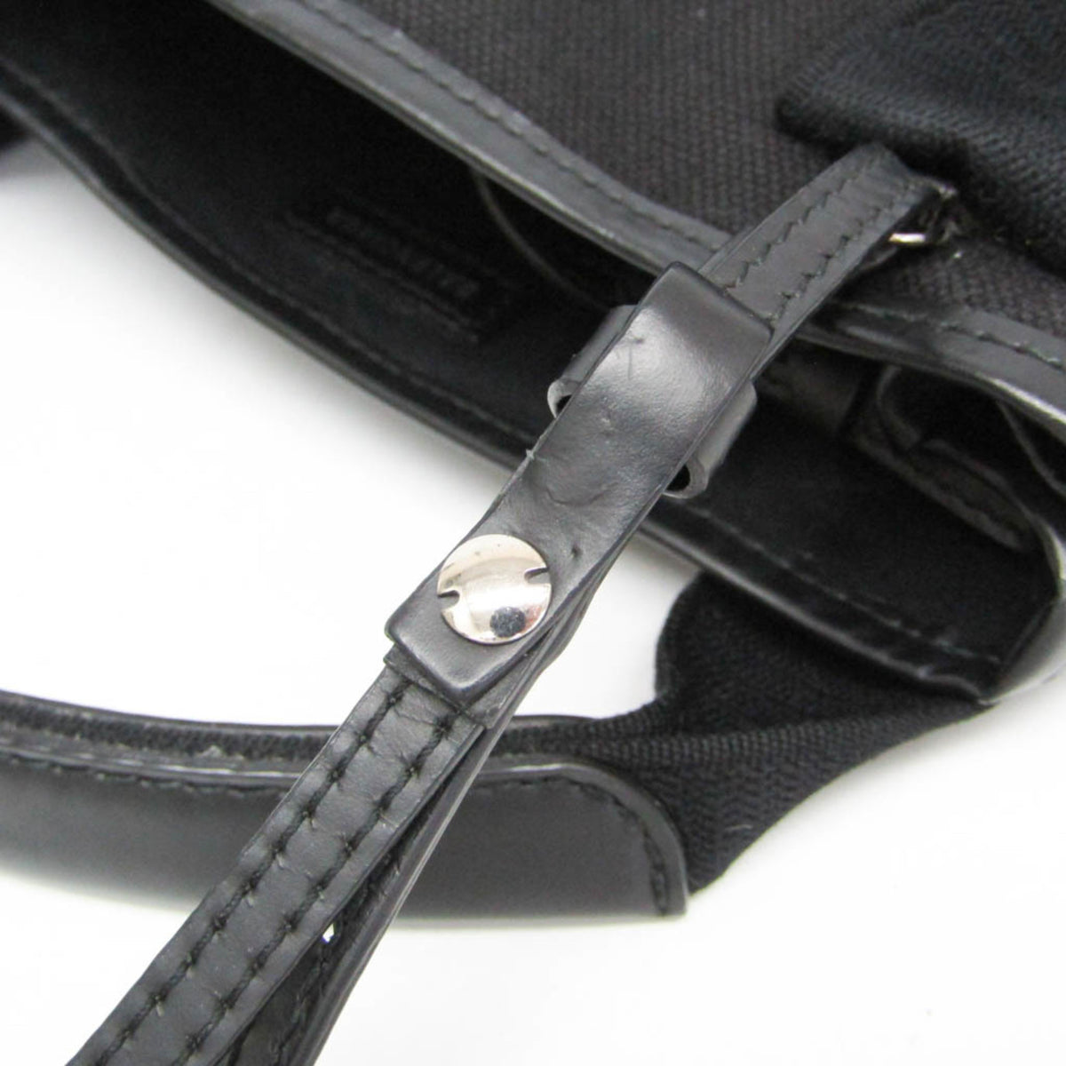 Balenciaga Navy Cabas Canvas with Leather, Black, Canvas, Tote Bag