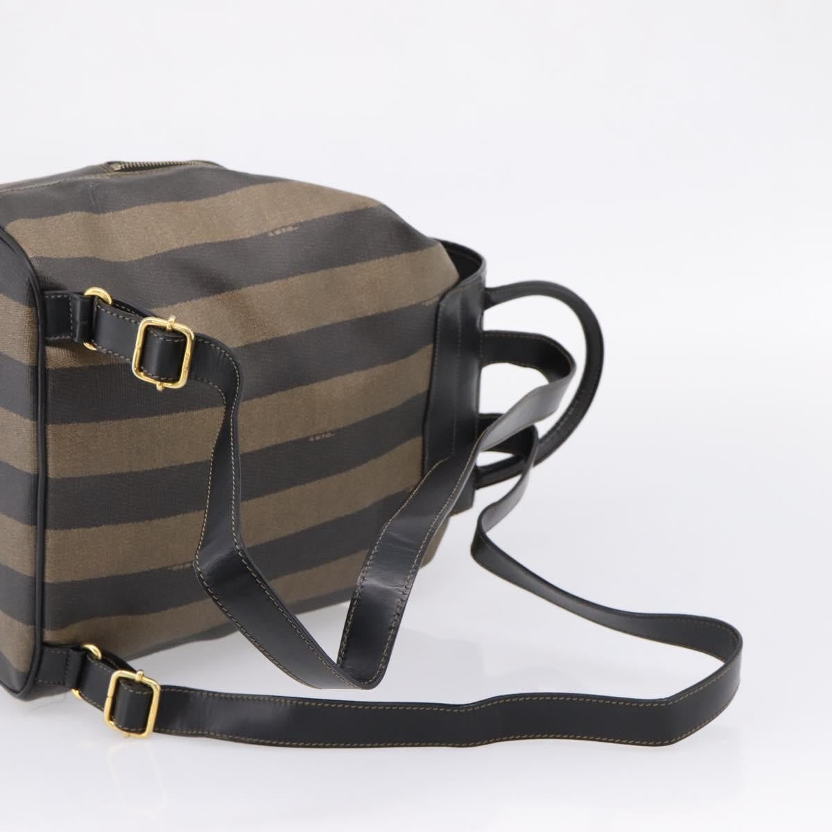 Fendi Vintage Pequin Logo Coated Canvas, Brown, Canvas, Backpack