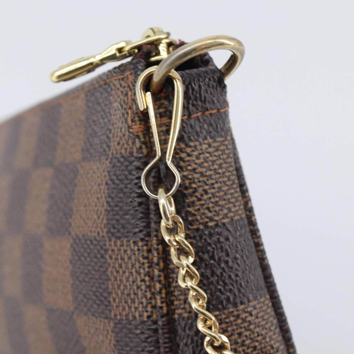 Louis Vuitton Pochette Accessoires Damier Ebene, Brown, Canvas, Clutch