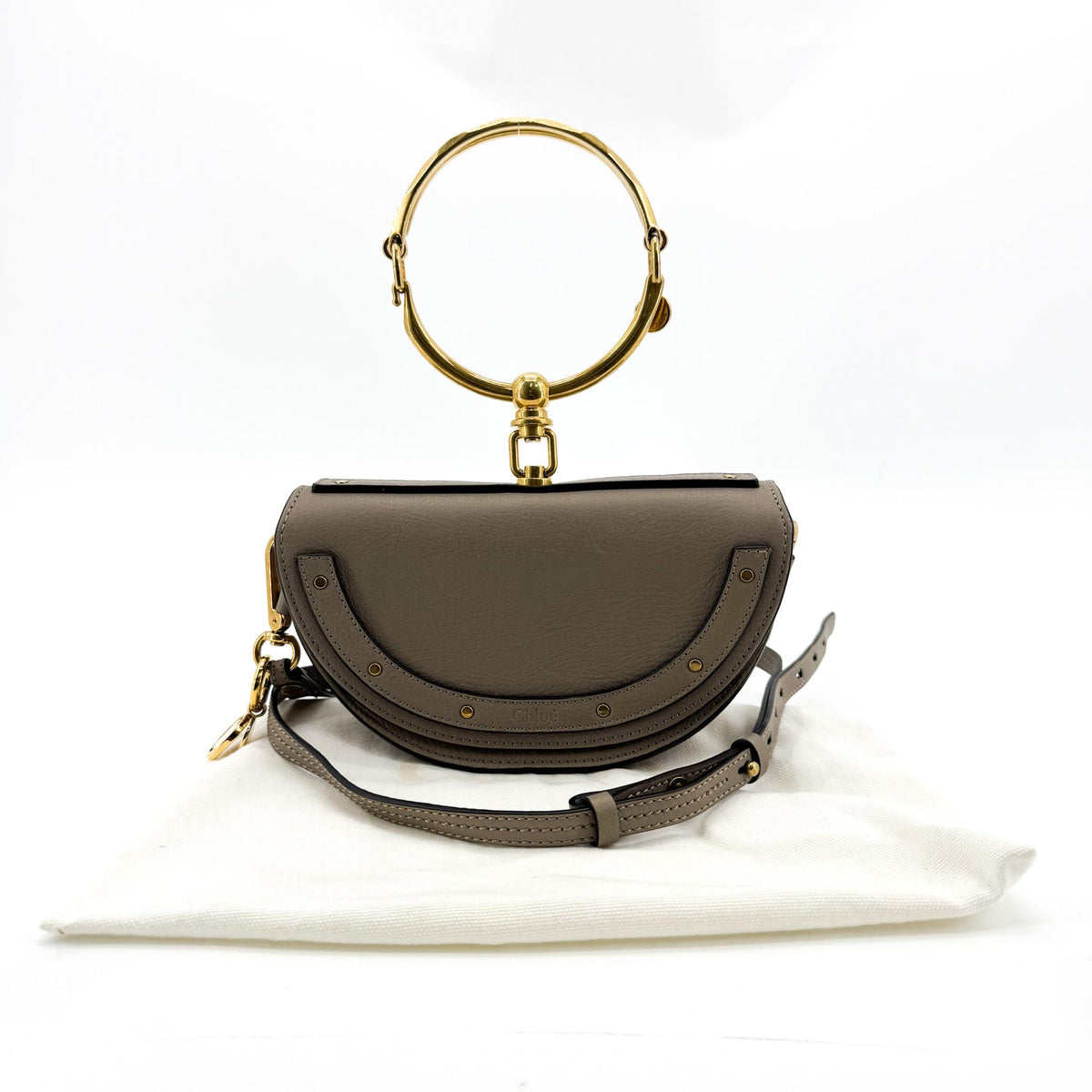 Chloe Nile Leather, Brown, Leather, Crossbody Bag