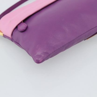 Prada Fold Over Chain Flap Soft Calf, Purple, Leather, Handbag