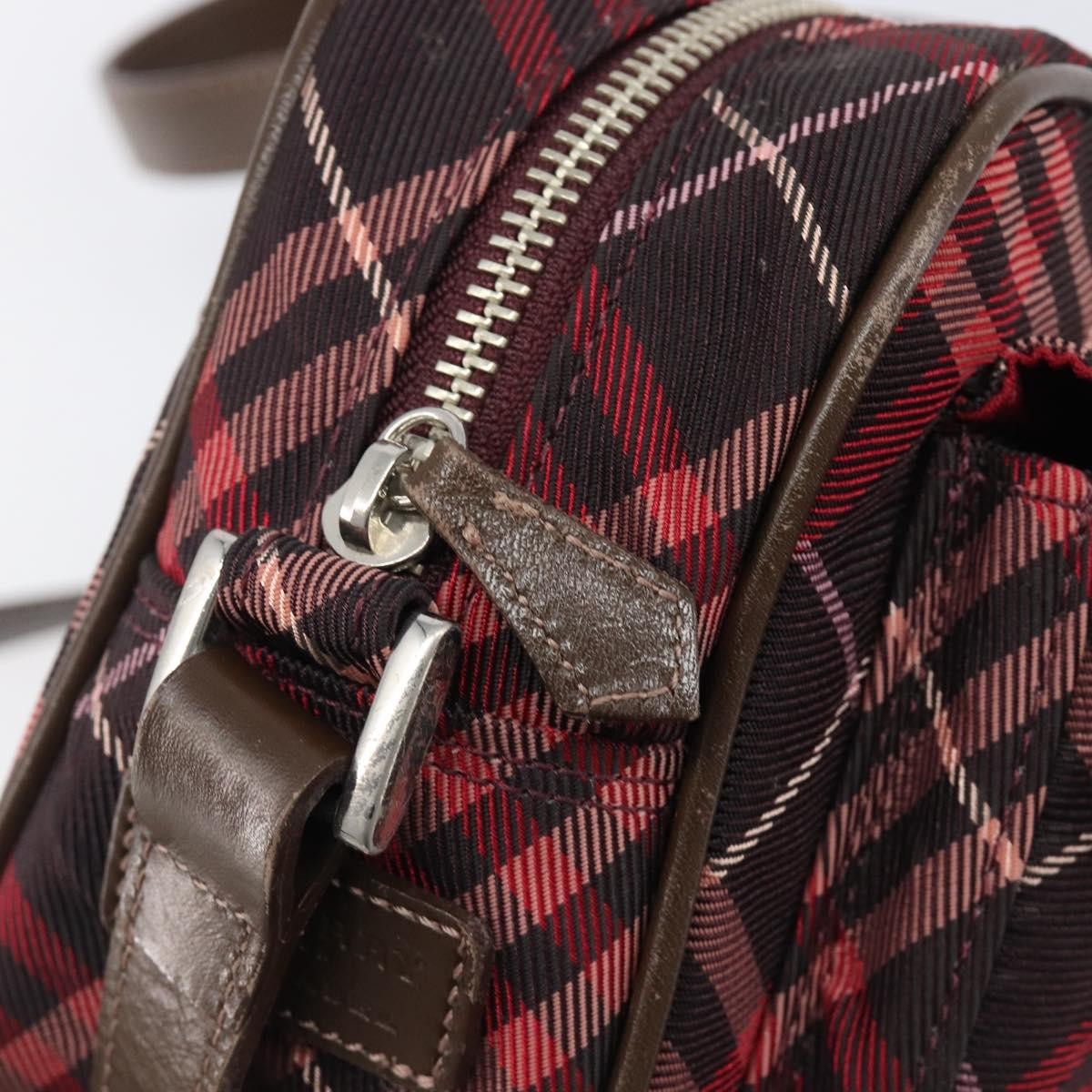 Burberry Nova Check Blue Label Nylon, Burgundy, Nylon, Shoulder Bag