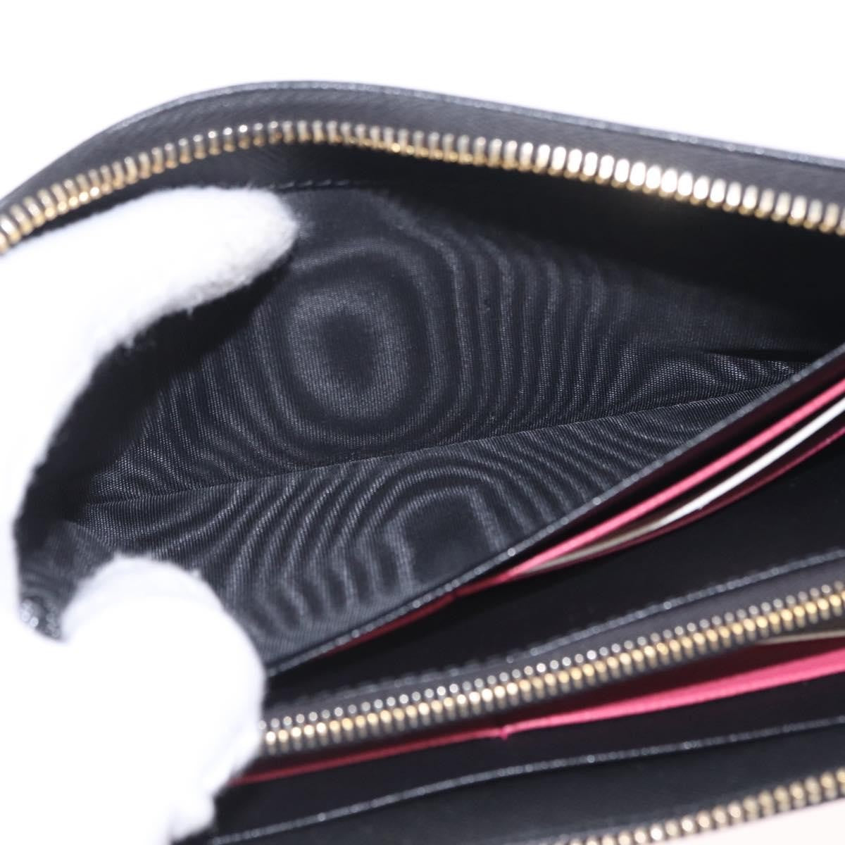 Prada Zip Around Tab Saffiano Leather, Black, Leather, Wallet