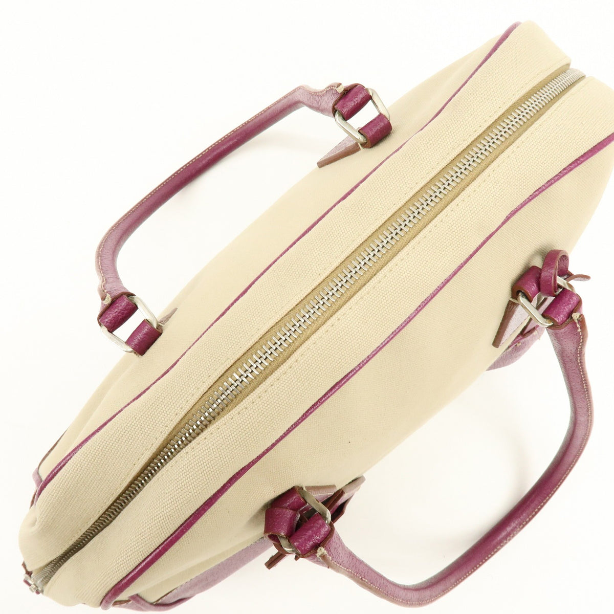 Prada Bowler Canvas with Leather, Purple, Canvas, Shoulder Bag