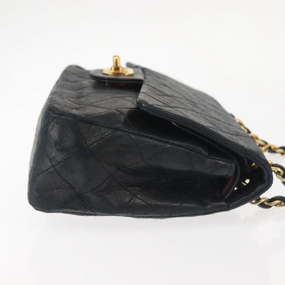 Chanel Vintage Square Classic Double Flap Bag Quilted Leather, BLACK, LEATHER, Shoulder bag