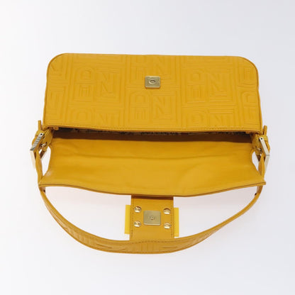 Fendi Baguette NM Bag Zucca Embossed Leather, YELLOW, LEATHER, Shoulder bag