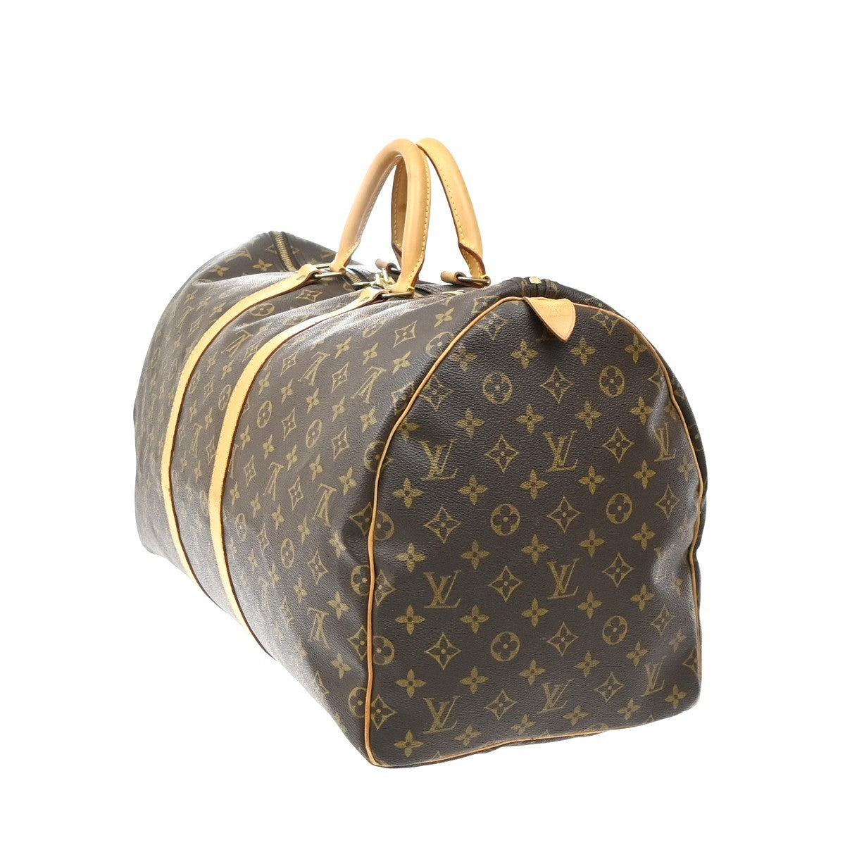 Louis Vuitton Keepall Monogram Canvas, Brown, Leather, Travel Bag