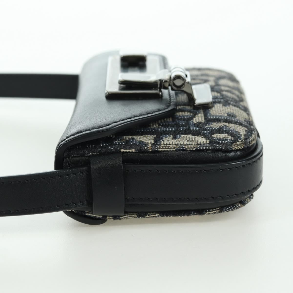 Christian Dior Clasp Lock Messenger Oblique Canvas and Leather, Navy, Canvas, Clutch