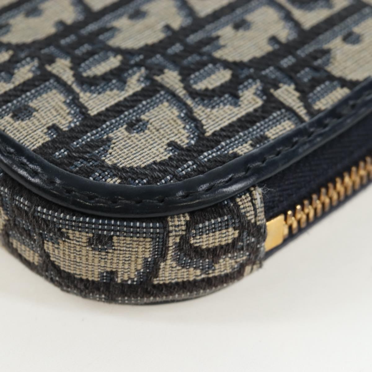 Christian Dior 30 Montaigne Phone Holder on Chain Oblique Canvas, Navy, Canvas, Crossbody Bag