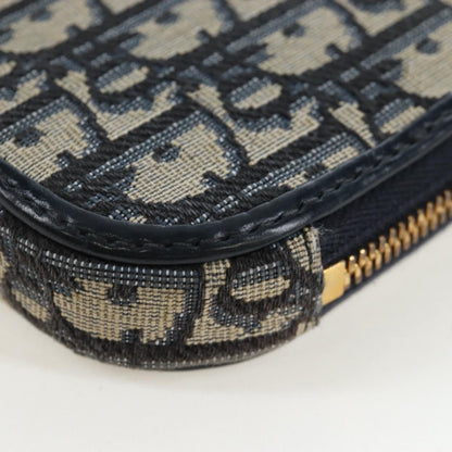 Christian Dior 30 Montaigne Phone Holder on Chain Oblique Canvas, Navy, Canvas, Crossbody Bag