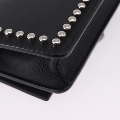 Fendi Karlito Wallet on Chain Studded Saffiano Leather, Black, Leather, Crossbody Bag