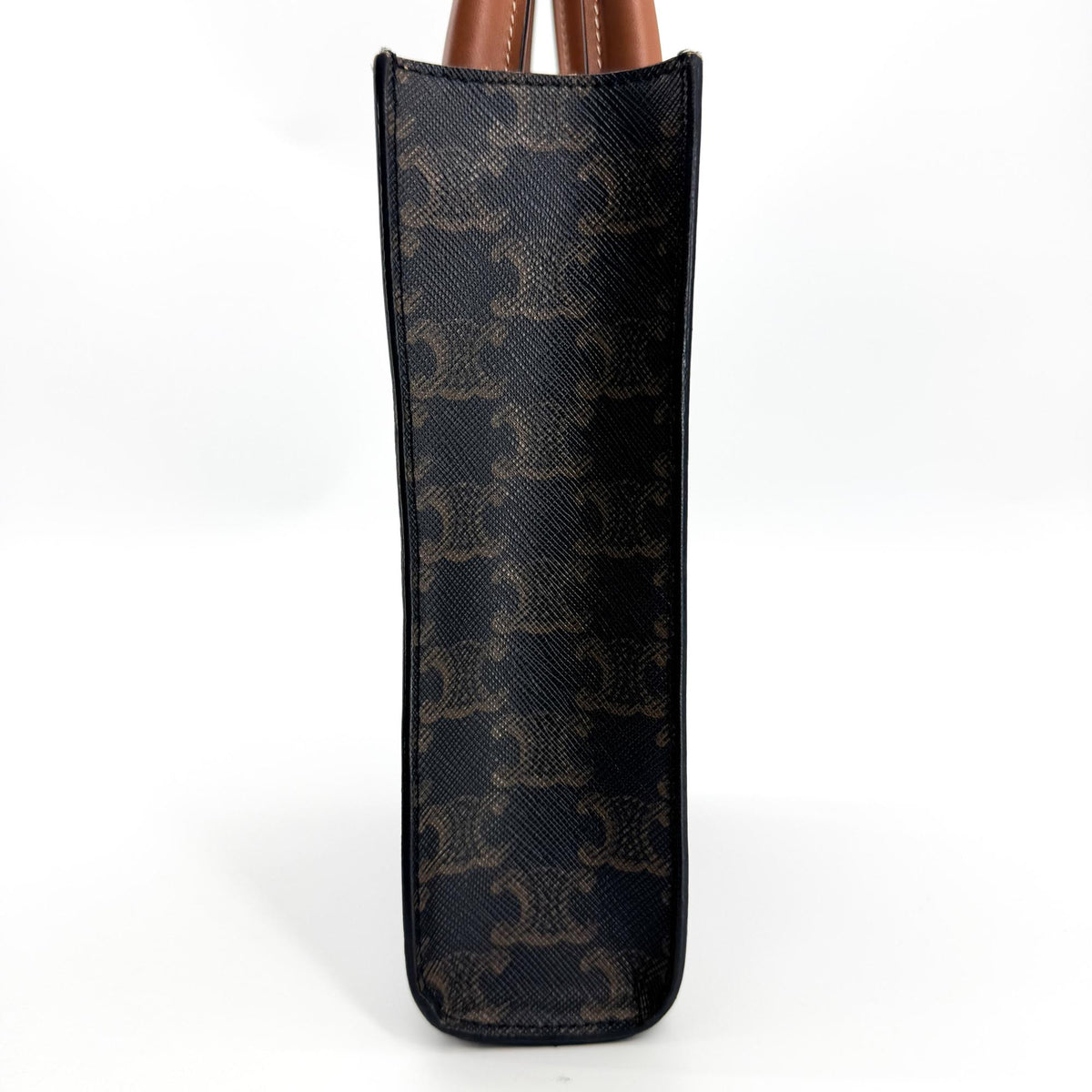 Celine Vertical Cabas Triomphe Coated Canvas, Black, Canvas, Tote Bag