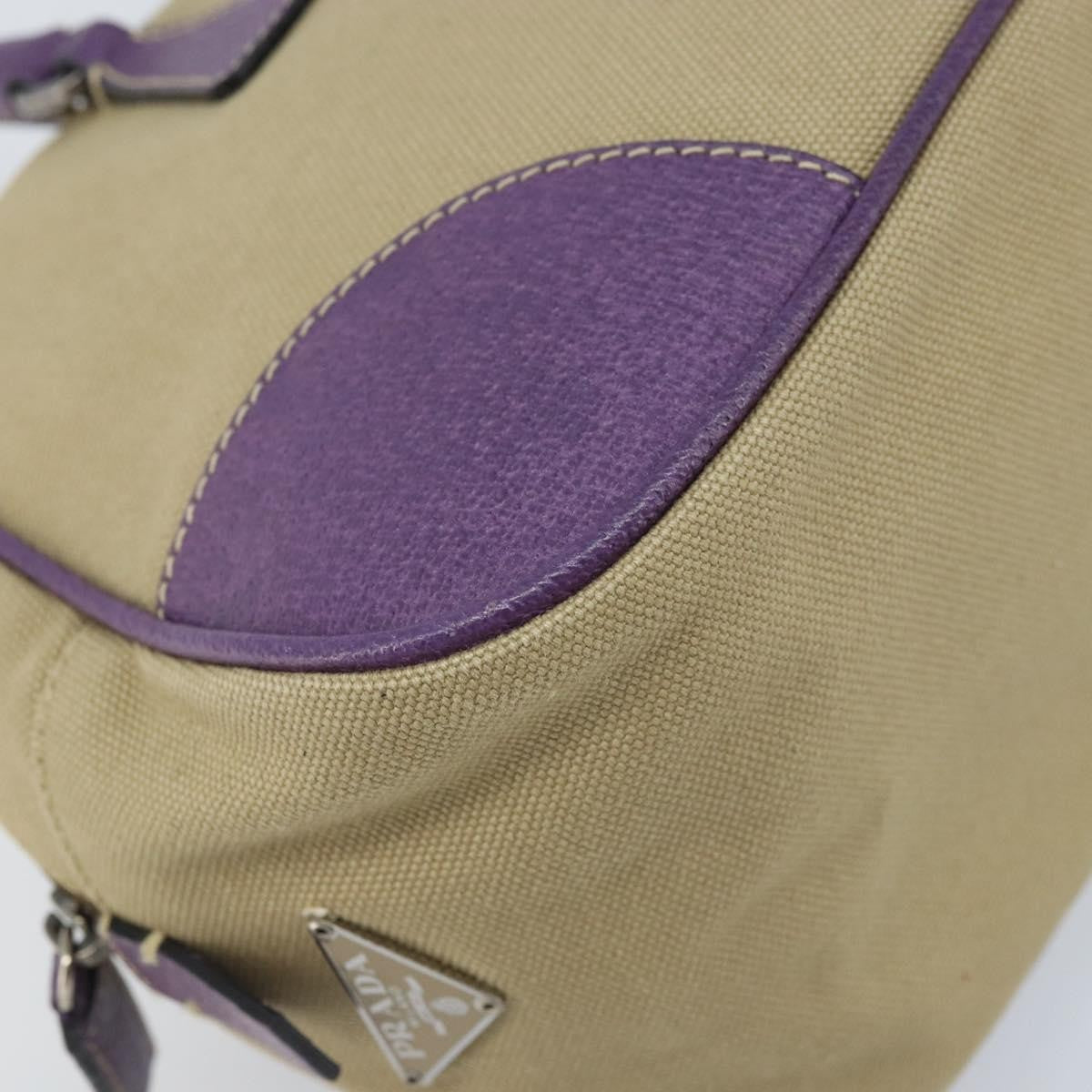 Prada Bowler Canvas with Leather, Beige, Canvas, Shoulder Bag