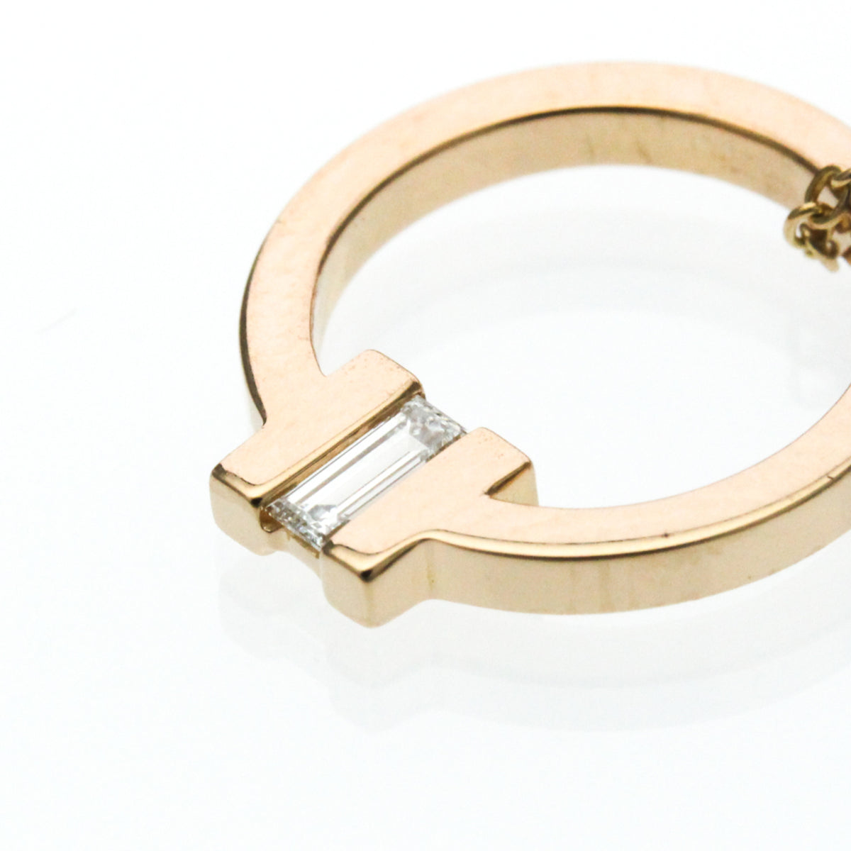 Tiffany & Co. T Circle Pendant 18K Rose Gold with Diamond, Gold, Pink Gold, Necklace