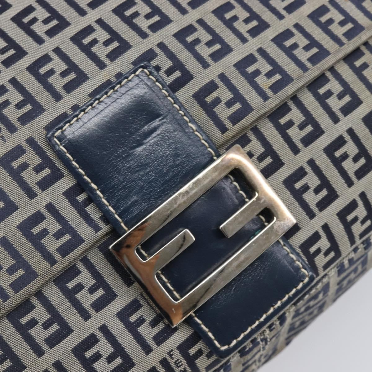 Fendi Zucchino Mamma Baguette Canvas, Navy, Canvas, Shoulder Bag