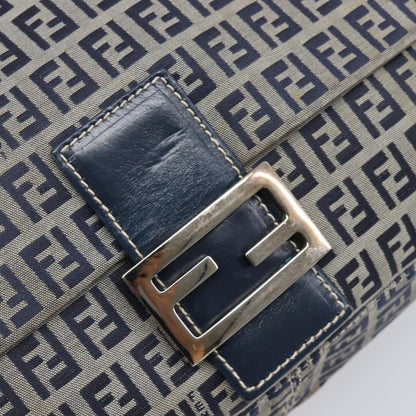 Fendi Zucchino Mamma Baguette Canvas, Navy, Canvas, Shoulder Bag