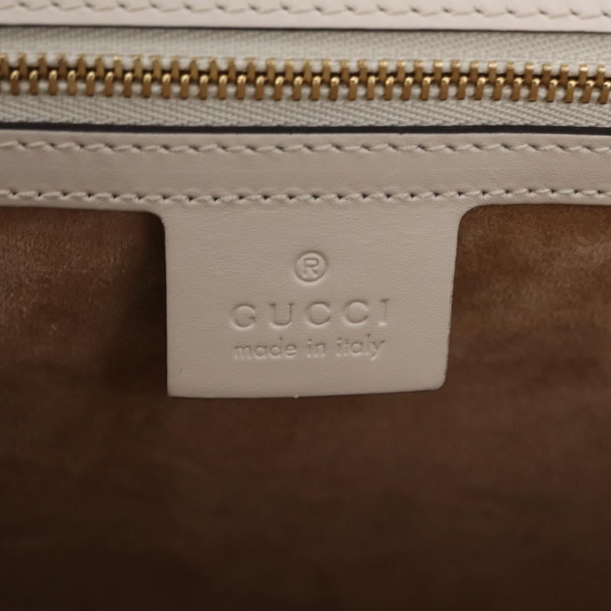 Gucci Sylvie Top Handle Embroidered Leather, White, Leather, Handbag