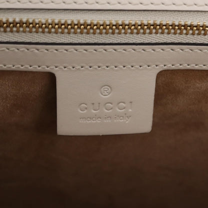 Gucci Sylvie Top Handle Embroidered Leather, White, Leather, Handbag