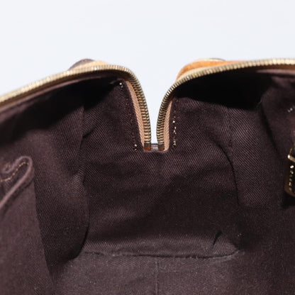 Celine Vintage Shoulder Bag Macadam Canvas & Leather, Brown, PVC, Shoulder Bag
