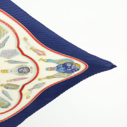 Hermes Carré 90 Pleated Silk, Navy, Silk, Scarf