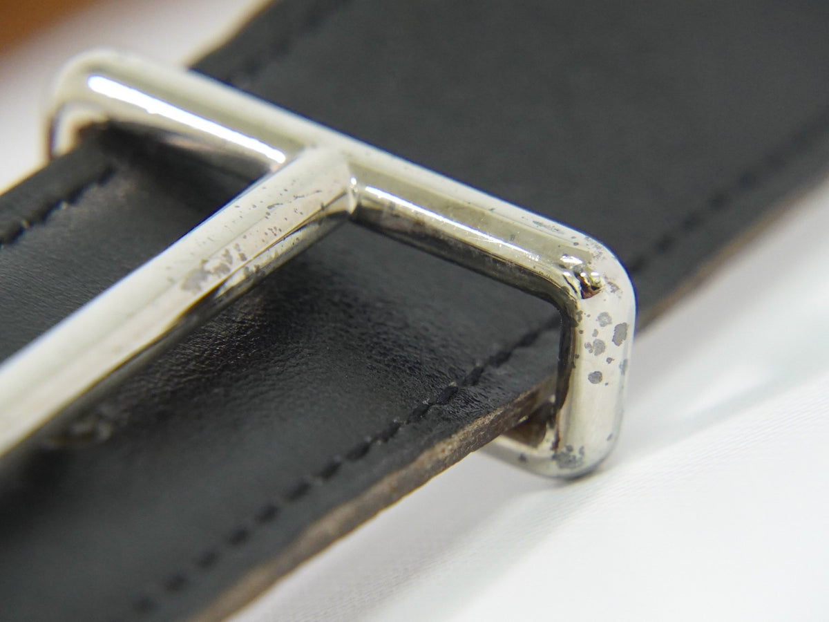 Hermes H D'Ancre Reversible Belt Leather, Black, Leather, Belt