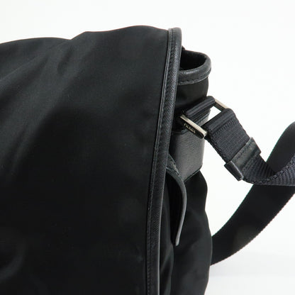 Prada Buckle Messenger Tessuto, Black, Nylon, Handbag