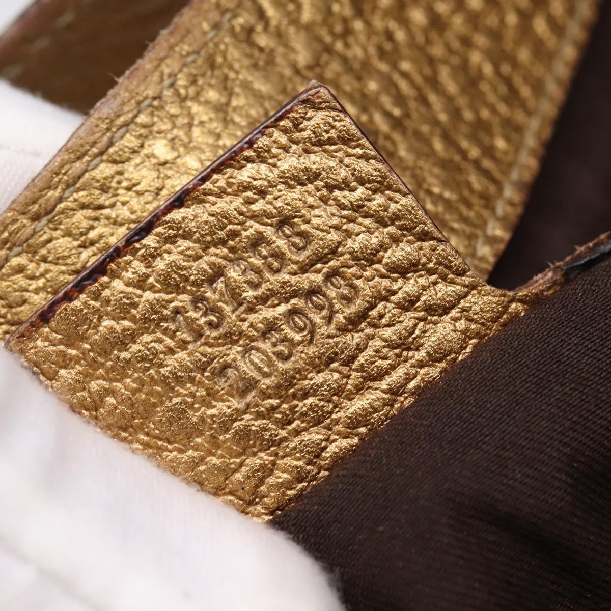 Gucci Shoulder Leather, Gold, Canvas, Shoulder Bag