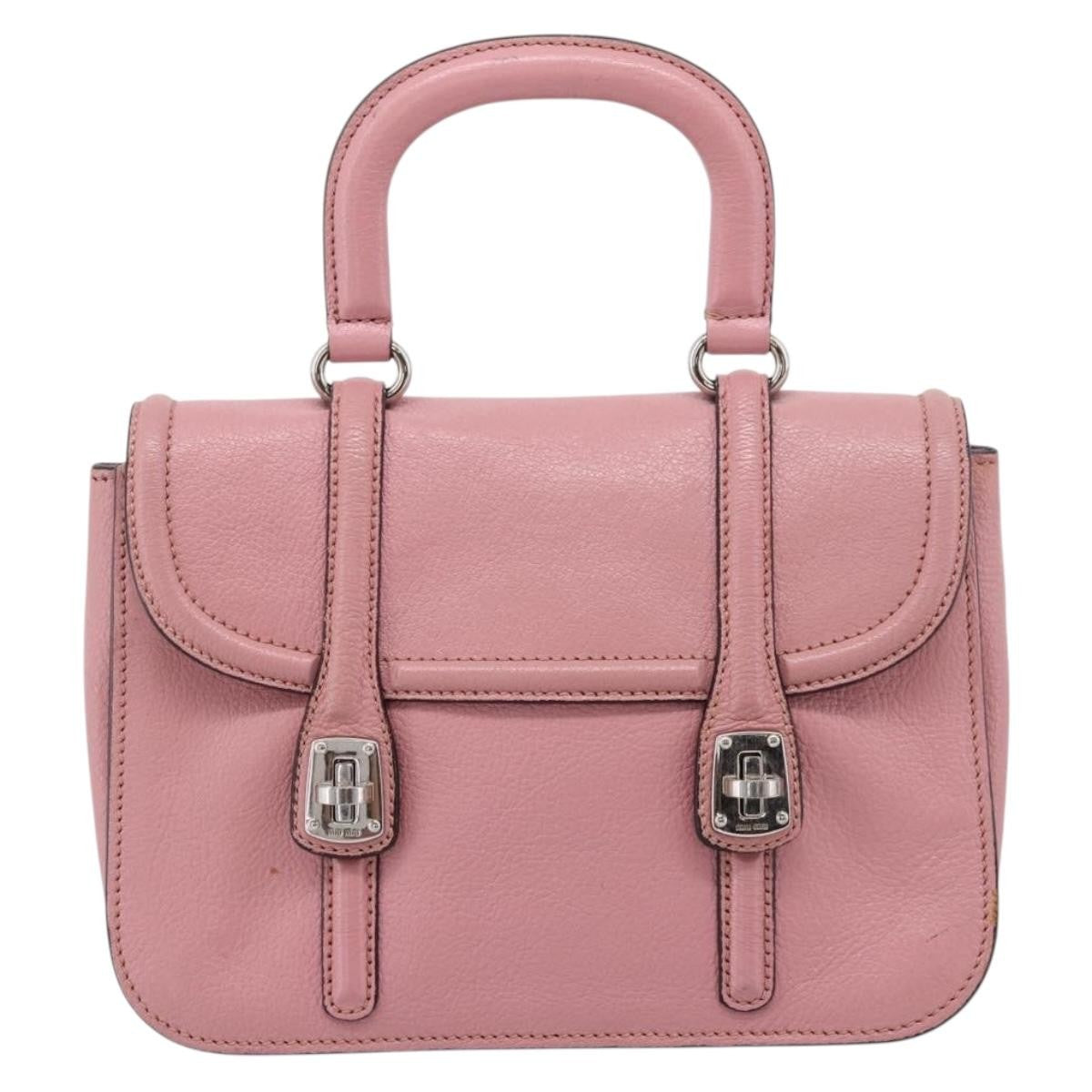 Miu Miu Beau Top Handle Leather, Pink, Leather, Handbag