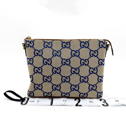 Gucci Zip Messenger Jumbo GG Canvas, Brown, Canvas, Handbag