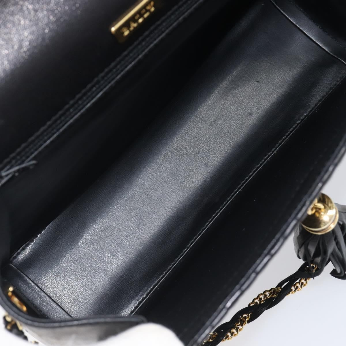 Bally Vintage Chain Quilted Leather, Black, Leather, Shoulder Bag