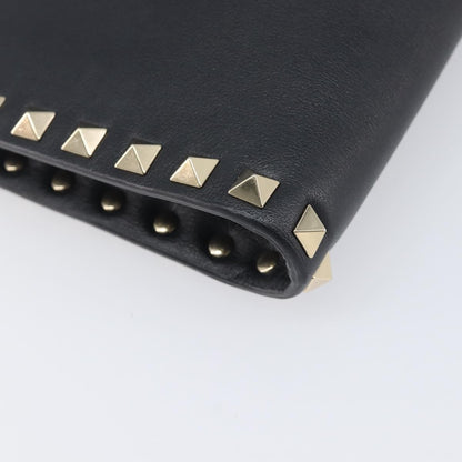 Valentino Garavani Rockstud Flat Wristlet Leather, Black, Leather, Clutch