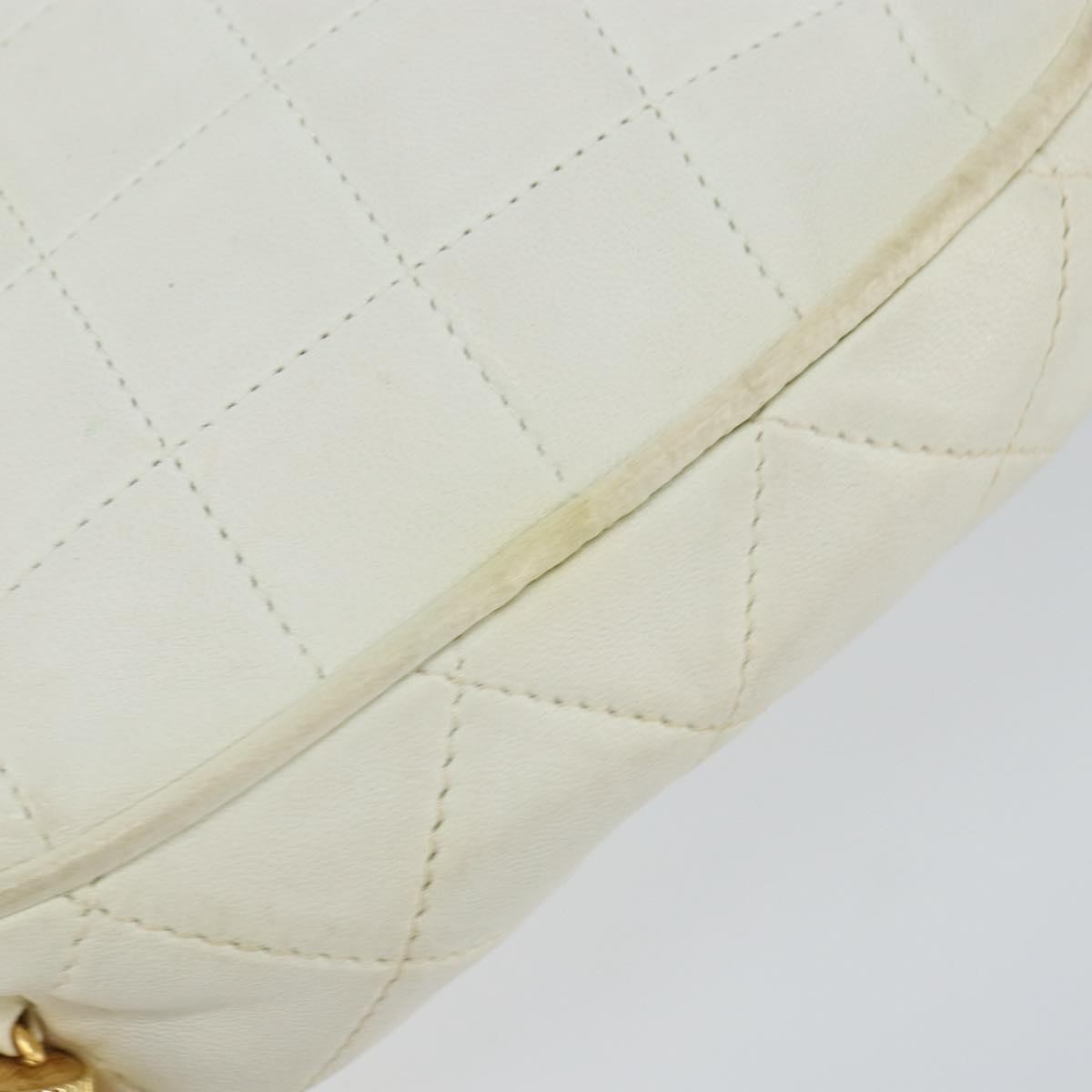 Chanel Vintage Diamond Tassel Quilted Lambskin, White, Leather, Crossbody Bag