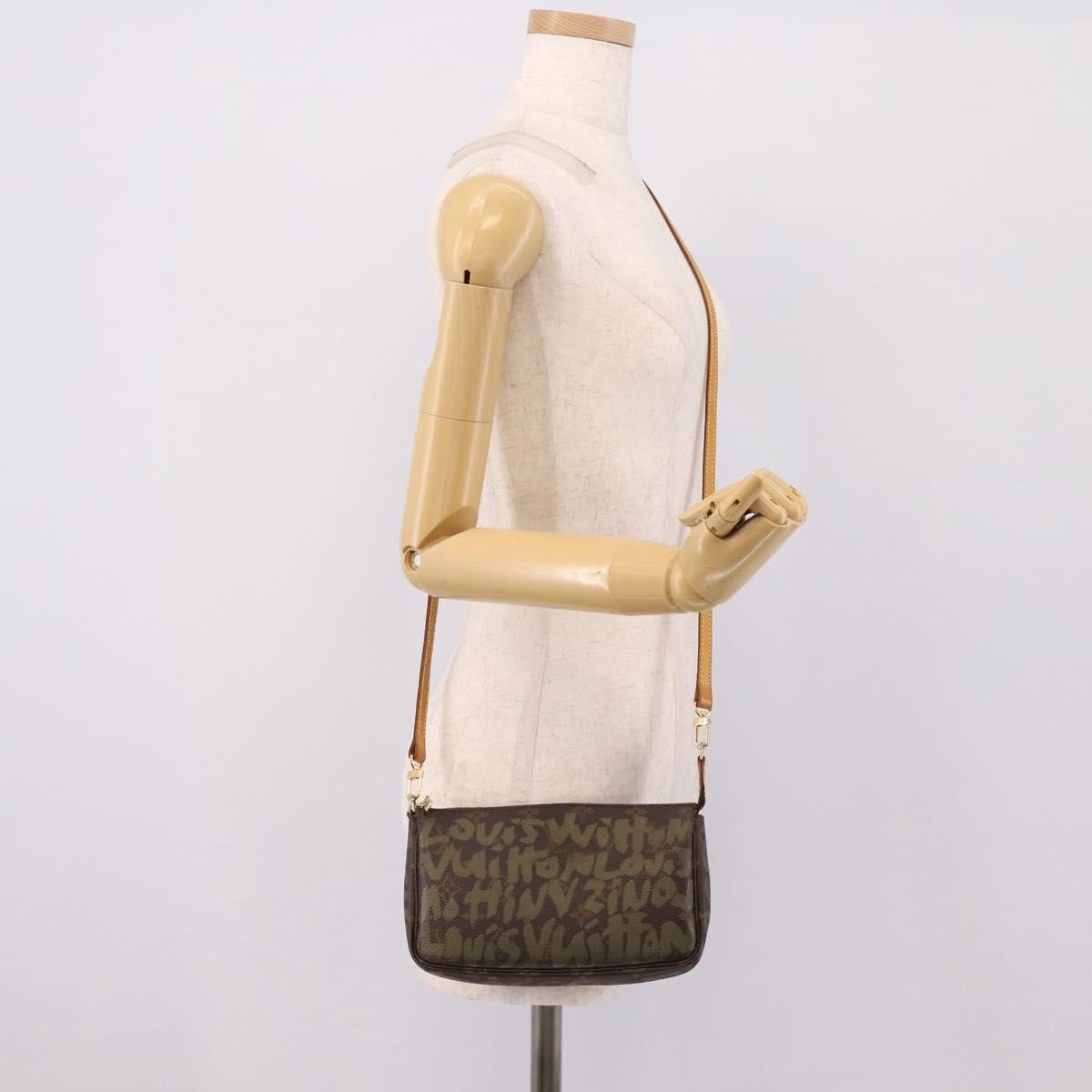 Louis Vuitton Pochette Accessoires Limited Edition Monogram Graffiti, Khaki, Canvas, Clutch